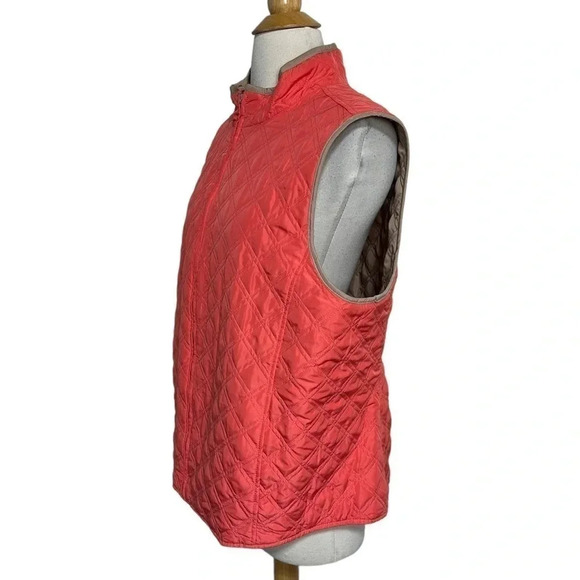 Reversible tan & orange quilted lightweight vest size XL/1X - Picture 5 of 8